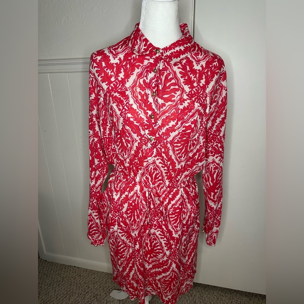 Lilly Pulitzer long Sleeve Buttoned dress Coral Reef Dress size 6 - Picture 4 of 10